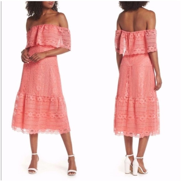 BB Dakota Katie Off Shoulder Lace Midi Dress - Picture 1 of 11